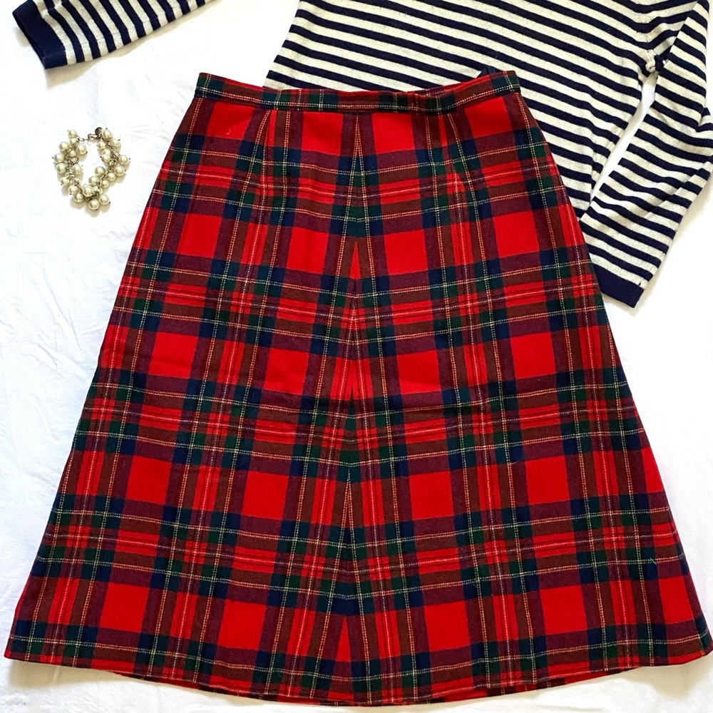 Pendleton 100% Wool Plaid Midi Skirt